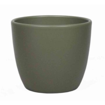 Small flower pot TEHERAN BASAR, ceramic, olive green matt, 2.6"/6,5 cm, Ø3,3"/8,5 cm