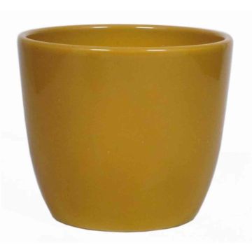 Plant pot TEHERAN BASAR, ceramic, ocher yellow, 7"/17cm, Ø8"/19,5cm