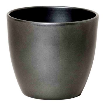 Plant pot TEHERAN BASAR, ceramic, anthracite, 4.7"/12cm, Ø5.3"/13,5cm