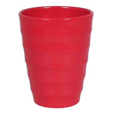Orchid planter IZEH, ceramic, red, 7"/17cm, Ø5.5"/14cm