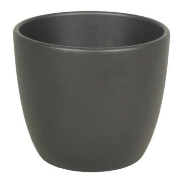 Plant pot TEHERAN BASAR, ceramic, anthracite matt, 4.7"/12cm, Ø5.3"/13,5cm