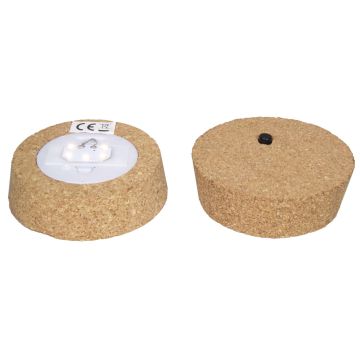 Cork lid ROYA with LEDs, beige, 1,5"/3,2cm, Ø4"/10,5cm