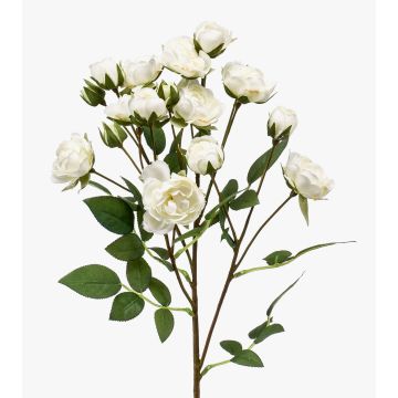 Artificial flower: TOSSA rose branch, white, 60cm, Ø1–4cm