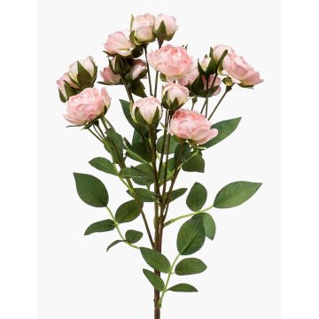 Artificial flower rose branch TOSSA, pink-cream, 60 cm, Ø 1–4 cm