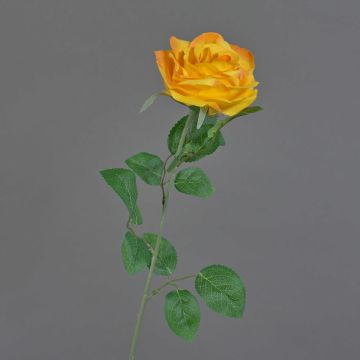 Artificial rose ‘PEZOS’, orange-yellow, 60 cm, Ø 10 cm