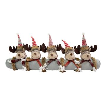 RUDIS Christmas draught excluder with reindeer, grey, 88x15x30cm