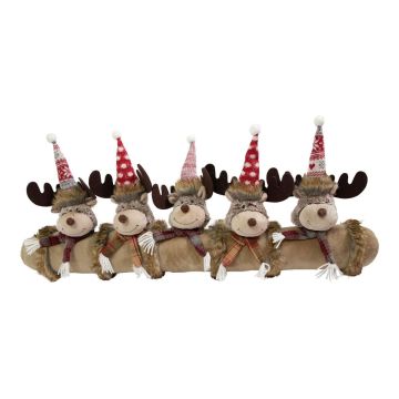 RUDIS Christmas draught excluder with reindeer, beige, 88x15x30cm
