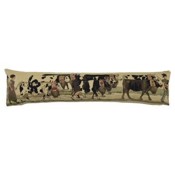EMTIS decorative draught excluder cushion with cow motif, beige, 90x15x20cm