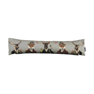 EMTIS decorative draught excluder cushion with deer and fox motif, grey, 90x15x20cm