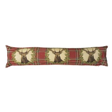 EMTIS decorative draught excluder cushion with a stag motif, red, 90x15x20cm