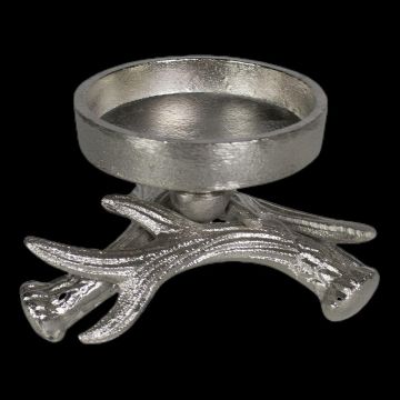 Antler candle holder LIBUSCHA, aluminium, silver, 3.1"/8cm, Ø5.5"/14cm Antler candle holder LIBUSCHA, aluminium, silver, 3.1"/8cm, Ø5.5"/14cm