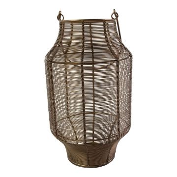 EMANUELE iron lantern, with handle, bronze, 48 cm, Ø28 cm EMANUELE iron lantern, with handle, bronze, 48 cm, Ø28 cm