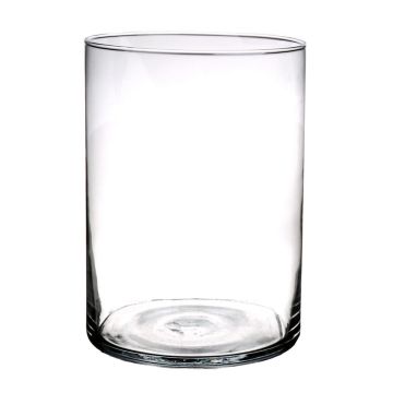 Glass vase cylinder SANYA EARTH, clear, 10"/25cm, Ø 7"/18cm