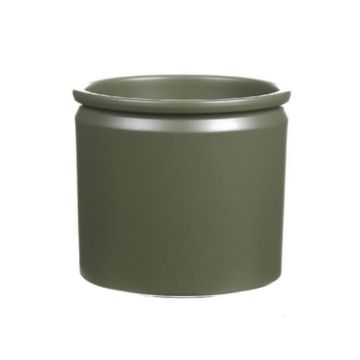 Ceramic pot ALCHIBA, green matt, 4.9"/12,5cm, Ø5.5"/14cm
