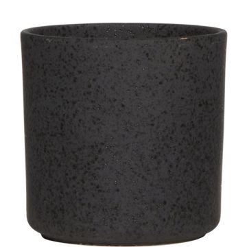 Ceramic flower pot ARAYA, speckled, black, 6"/15cm, Ø6"/15cm
