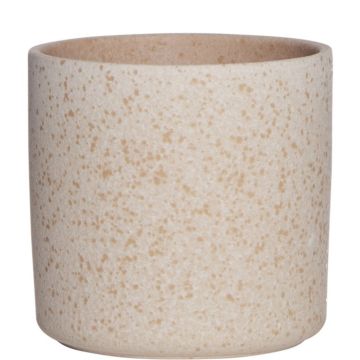 Ceramic flower pot ARAYA, speckled, beige, 4"/10cm, Ø4"/10cm