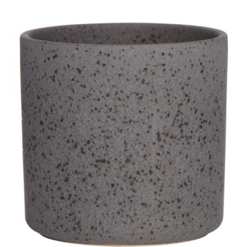 Ceramic flower pot ARAYA, speckled, black, 4"/10cm, Ø4"/10cm