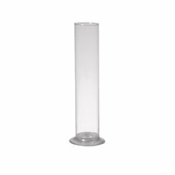 Single flower vase ABIRAMY made of glass, pedestal, clear, 12"/30cm, Ø2.4"/6cm