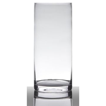 Glass vase cylinder SANSA EARTH, clear, 14"/35cm, Ø6"/15cm