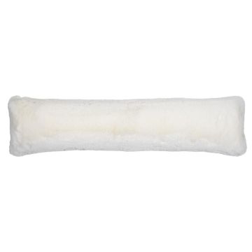 Fluffy ARIFA door draught excluder made from smooth teddy fabric, white, 90x20x15cm