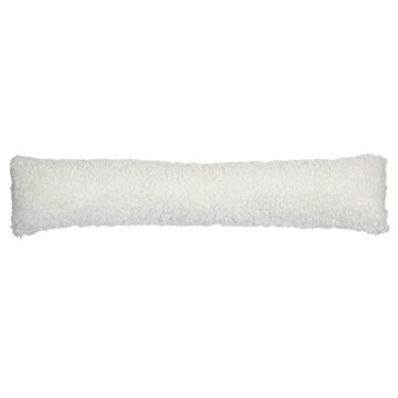 Fluffy ARIFA door draught excluder made from teddy fabric, white, 90x20x15cm