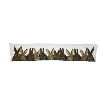 WEIDER decorative draught excluder with rabbit motif, brown and white, 90x20x10cm