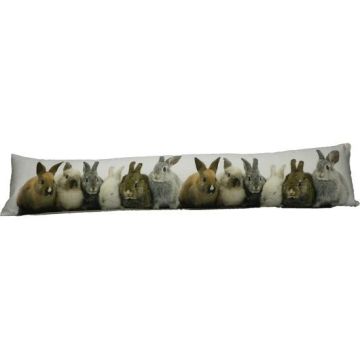 WEIDER decorative draught excluder with rabbit motif, multicoloured and white, 90x20x10cm