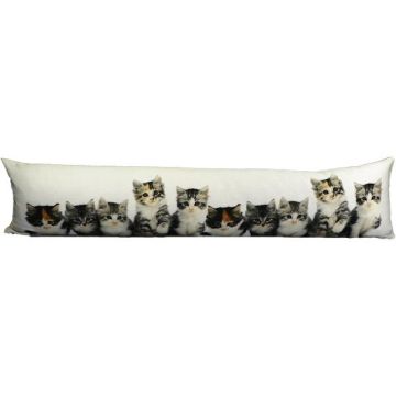 WEIDER decorative draught excluder with kitten motif, multicoloured and white, 90x20x10cm