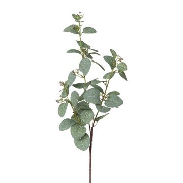 Artificial branch of eucalyptus PLAVEN with flowers, green, 28"/70cm