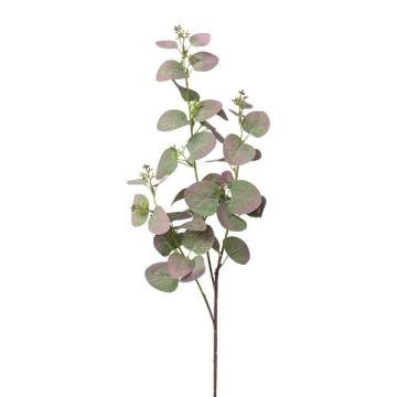 Artificial branch of eucalyptus PLAVEN with flowers, green-purple, 28"/70cm