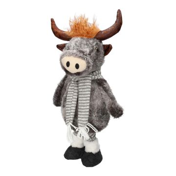 Plush decorative bull STADEN, standing, grey, 20x13x46cm
