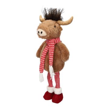 Plush decorative bull STADEN, standing, brown-red, 25x18x67cm