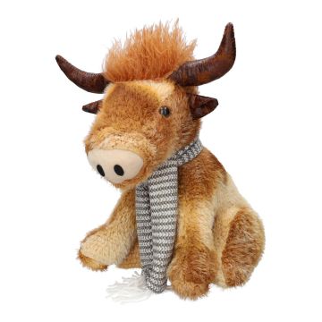 Plush decorative bull STADEN, sitting, brown-grey, 24x18x37cm