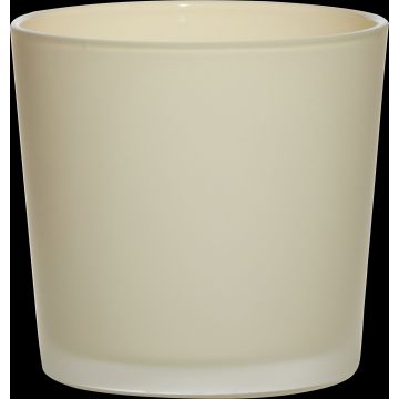 Glass plantpot ALENA FROST, beige matt, 4.3"/11cm, Ø4.5"/11,5cm
