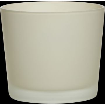 Glass plant pot ALENA FROST, beige matt, 12,5cm, Ø14,5cm