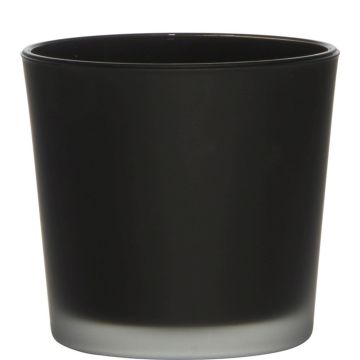 Glass plantpot ALENA FROST, black matt, 4.3"/11cm, Ø4.5"/11,5cm
