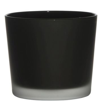 Glass plantpot ALENA FROST, black matt, 4.9"/12,5cm, Ø5.7"/14,5cm
