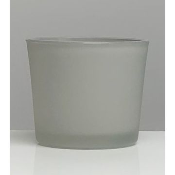 Glass plantpot ALENA FROST, grey matt, 4.9"/12,5cm, Ø5.7"/14,5cm