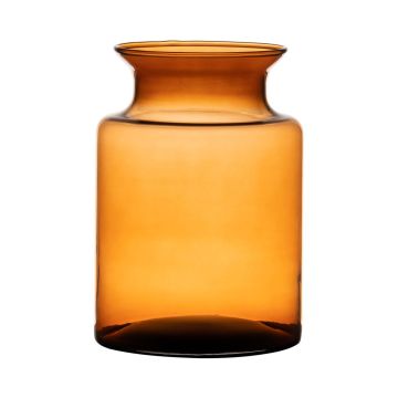 Glass candle vase HANNA EARTH, orange-brown-clear, 8"/20cm, Ø5.5"/14cm