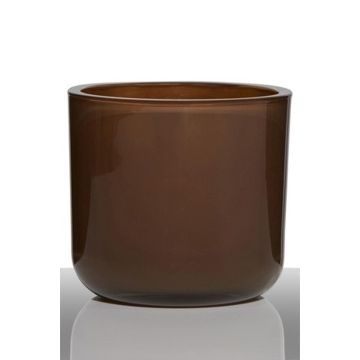 Candle holder NICK made of glass, chocolate brown, 5"/13cm, Ø5.5"/14cm