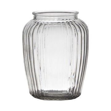 Votive glass NOLAN, vertical stripes, clear, 7.7"/19,5cm, Ø6.1"/15,5cm