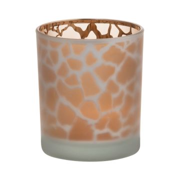 Votive glass SENGA, giraffe pattern, matt-gold, 3.1"/8cm, Ø2.8"/7cm
