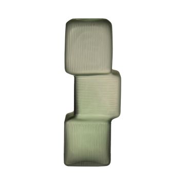 Single flower vase RAELYN, glass, tetris look, green, 12"/31cm, Ø4.7"/12cm