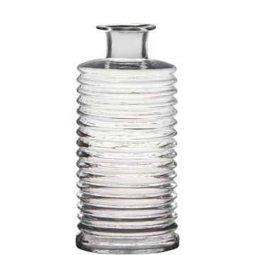 Decor glass bottle STUART with grooves, clear, 12"/31cm, Ø5.7"/14,5cm Decor glass bottle STUART with grooves, clear, 12"/31cm, Ø5.7"/14,5cm