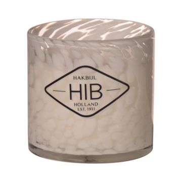 Wax candle RENITA in a candle glass, white-clear, 8cm, Ø8cm