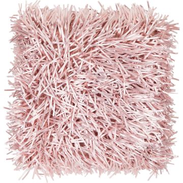 Couch cushion DAKIRA, pink, long fringes, 18"x18"/45x45cm