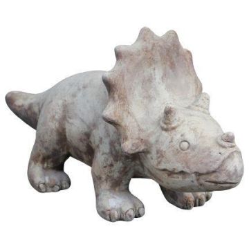 Triceratops dinosaur figurine AMORIA, terracotta, handmade, patinated, beige, 15"x6.3"x8"/38x16x21cm Triceratops dinosaur figurine AMORIA, terracotta, handmade, patinated, beige, 15"x6.3"x8"/38x16x21cm