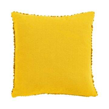 Soft cushion BOLLY, with beads, dark yellow, 18"x18"/45x45cm