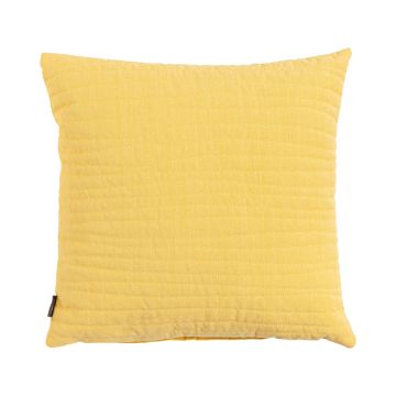 Decorative cushion SILENA, light yellow, decorative stitching, 18"x18"/45x45cm