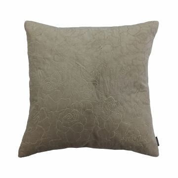 Velvet cushion ALAIA, rose pattern, ivory, 18"x18"/45x45cm